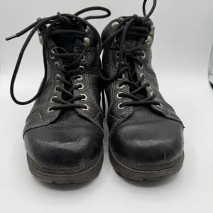 Harley-Davidson 84280 Black Leather Moto Lace Up Ankle Boots Women 8 thumbnail 2