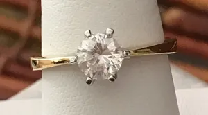 Avon Gold Plated Brilliant Solitaire Ring Size 8 thumbnail 1