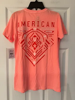 American Fighter Brimley Women's Coral Peach Graphic Cotton Tee Size XS thumbnail 3