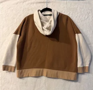 Madewell MWL Colorblock Side Zip Hoodie Brown Tan Cream‎ Organic Cotton Small thumbnail 1