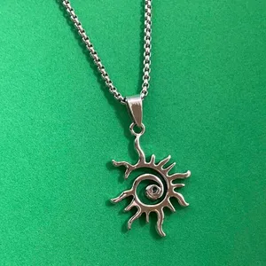 Titanium Steel Sun Pendant Necklace for Men Women,Unisex Hip Hop Necklace thumbnail 2
