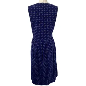 Vintage 90s American Eagle Corduroy Midi Dress Pinafore Pleated Printed Navy S thumbnail 5