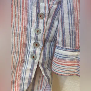 Maeve Anthropologie Breckenridge Striped‎ Polka Dot Button Boho Shirt Size S thumbnail 7