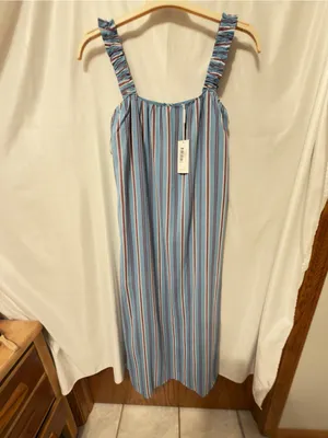 Petal and Pup NWT Alessandra Maxi Dress - Blue Stripe-oversized XS fits M/L thumbnail 8