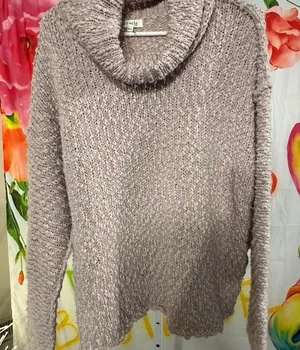 S202. Miracle USA. Pink fuzzy sweater with cowl neck thumbnail 1