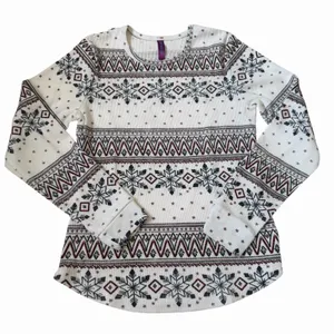 Adore Me Pajama Set Small White Isle Snowflake Waffle Knit Thermal 2pc | 67-19 thumbnail 2