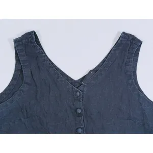 Turn Black Womens Linen Relaxed Crop Top XXL Black Minimal Organic Earthy Indie thumbnail 5