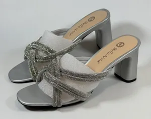 Bella Vita Size-7M W Women's Heels Carmen Silver Micro Suede Stones Sandals‎ thumbnail 1