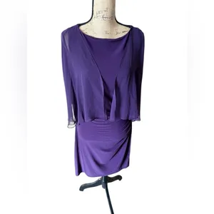 Chaps Sheer Cape Sleeveless Sheath Dress Size L thumbnail 2