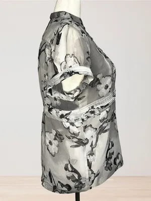 Apt. 9 Sheer Black and Gray Lightweight Top thumbnail 3