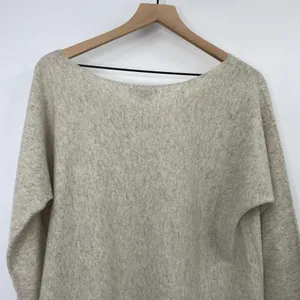 Vince Cashmere Sweater Boatneck Split Hem Light Gray Neutral Cozy Womens Large thumbnail 2