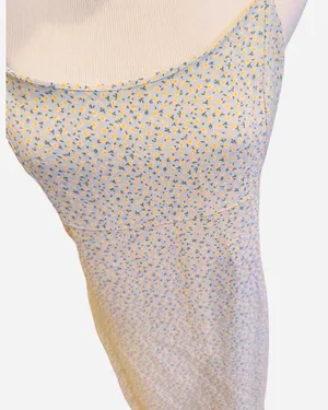 RARE Brandy Melville Blue Yellow Ditsy Floral Dress Slip Dress Tie Back S M thumbnail 5