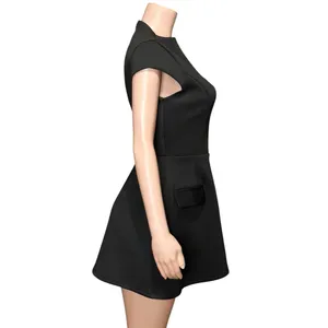 LEAU Cote Cap Sleeves Pocket Mini Dress, Black, Medium thumbnail 9
