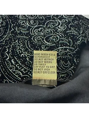 Notations Vintage Black Velvet Glitter Paisley Long Sleeve Top Petite Medium Whimsigoth thumbnail 7