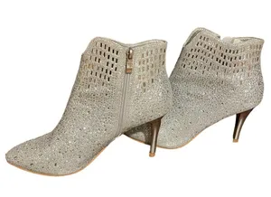 Rhinestone silver star ankle boots size 38 thumbnail 2