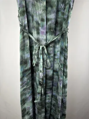 Bella Dahl Sleeveless Tie Waist Maxi Dress in Green Blue Purple Tie-Dye‎ Size XS thumbnail 2
