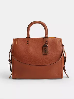 Coach 1941 Rogue 31 Leather Satchel Purse, 38124, Tan / Brown / Gunmetal thumbnail 4