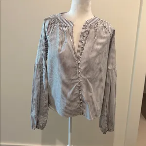 New With Tags Evereve Sophia Stripe Poplin Top S Mz M thumbnail 3