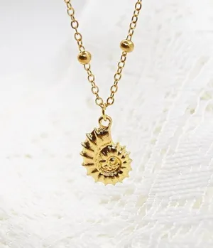 Ammonite Fossil Necklace Gold thumbnail 1