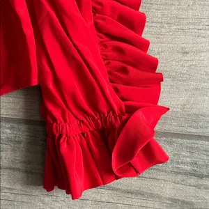 Alexis Vibrant Red Ruched Sleeve Blouse thumbnail 4