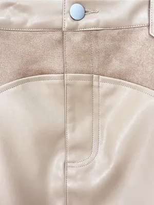 Miss Sparkling Tan Faux Leather Western Yoke Mini Skirt thumbnail 3