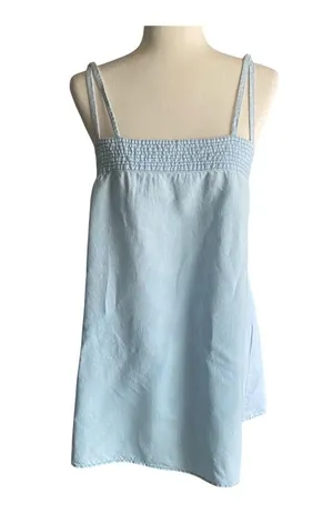 Zara Ara-Blue Chambray Mini Dress-Size Large thumbnail 1