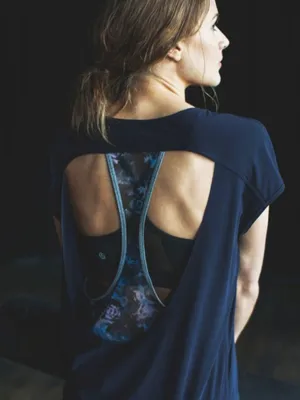 Lululemon If You're Lucky Short Sleeve Naval Blue Moody Mirage Open Cut-Out Back thumbnail 8