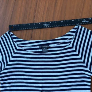 Chelsea & Theodore Striped Boat Neck Top M Navy White Nautical Parisian Chic thumbnail 6