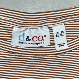 Denim & Co. Size 3X Tan & White Stripe Crew Neck Cool to Touch Jersey Blouse Top thumbnail 4