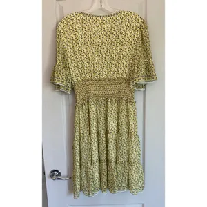 Max Studio Yellow Floral Smocked Waist Tiered Flutter Sleeve Mini Dress‎ NWT thumbnail 6