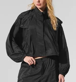Alo Yoga Cropped Game Time Full Zip Jacket Black M thumbnail 1