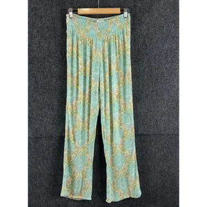 O'Neill Women's Boho Paisley Smocked Waist Viscose Wide Leg Beach Pants Size L thumbnail 2