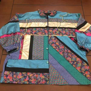 Vintage 80s quilt jacket large Blue thumbnail 1