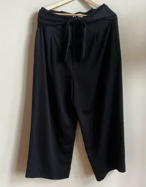 Abercrombie & Fitch high waisted dress pants with attached satin belt tie thumbnail 1