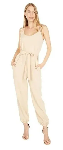 WAYF Spector Tie Strap Crinkle Jumpsuit‎ Size M thumbnail 1