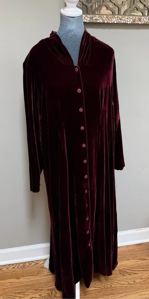 Vintage April too! Cornell velvet silk blend long sleeve maxi dress Burgundy OS thumbnail 1