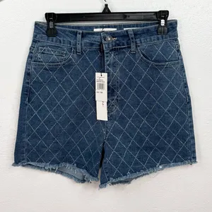 Vigoss High Rise Denim Ace Shorts Womens Size 7/28 Medium Wash Rhinestones thumbnail 1