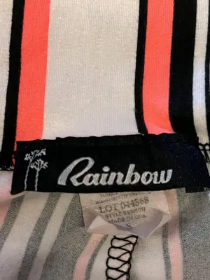 Rainbow Sandals Rainbow Pants Womens Small Black White Orange Stripe Leggings Made USA Pull On thumbnail 7