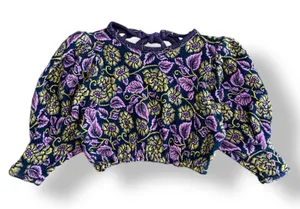 Free People No Ordinary Black Floral Reversible Top‎ Womens Size S Purple Black thumbnail 1