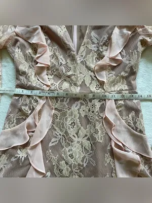 For Love & Lemons Bumble Pink Ruffle Lace Mini Dress size S thumbnail 12