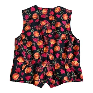 Vintage Talbot's Fall Pumpkins Print Vest Women's Size Medium thumbnail 5