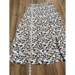 Joe B Floral Tiered Midi Skirt White Rayon Boho‎ Cottagecore Women's Large thumbnail 6