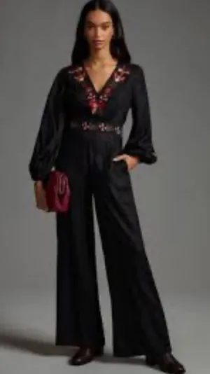 FARM Rio Embroidered Wide Leg Jumpsuit- size Large thumbnail 1