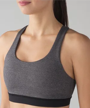 Lululemon Invigorate Bra Heathered Black Black Mesh Racerback Size 4 thumbnail 1