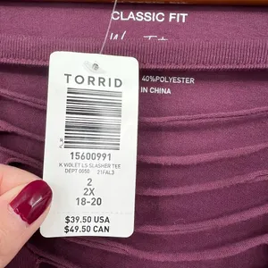 NEW Torrid Classic Fit Cotton Crew Neck Slasher knit purple Tee plus size 2X thumbnail 8