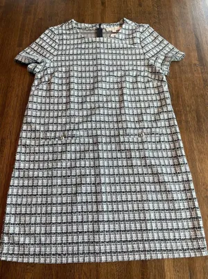 NWT Loft Blue and Navy Plaid Short Sleeve Dress - Size 12 thumbnail 1