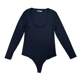 Abercrombie & Fitch Black Ribbed Long Sleeve Bodysuit Size XL thumbnail 1