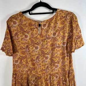 PATRONS OF PEACE‎ Bohemian Tiered Mini Dress Paisley Floral Small Fall boho thumbnail 9