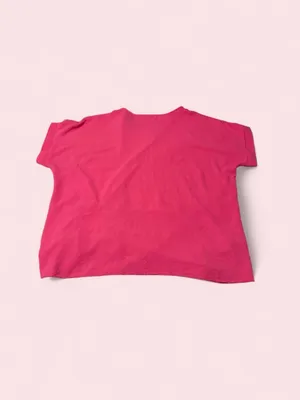 Ruched Side Short Sleeve Blouse in Fuchsia Pink thumbnail 2