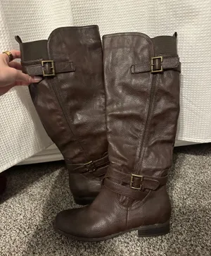 Brown Leather Boots Size 8.5 thumbnail 1